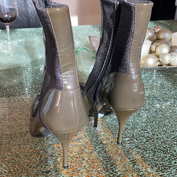 PRADA Athracite patent and mesh pointy toe booties with sleek, sexy heels NWT 7 - Picture 6 of 13